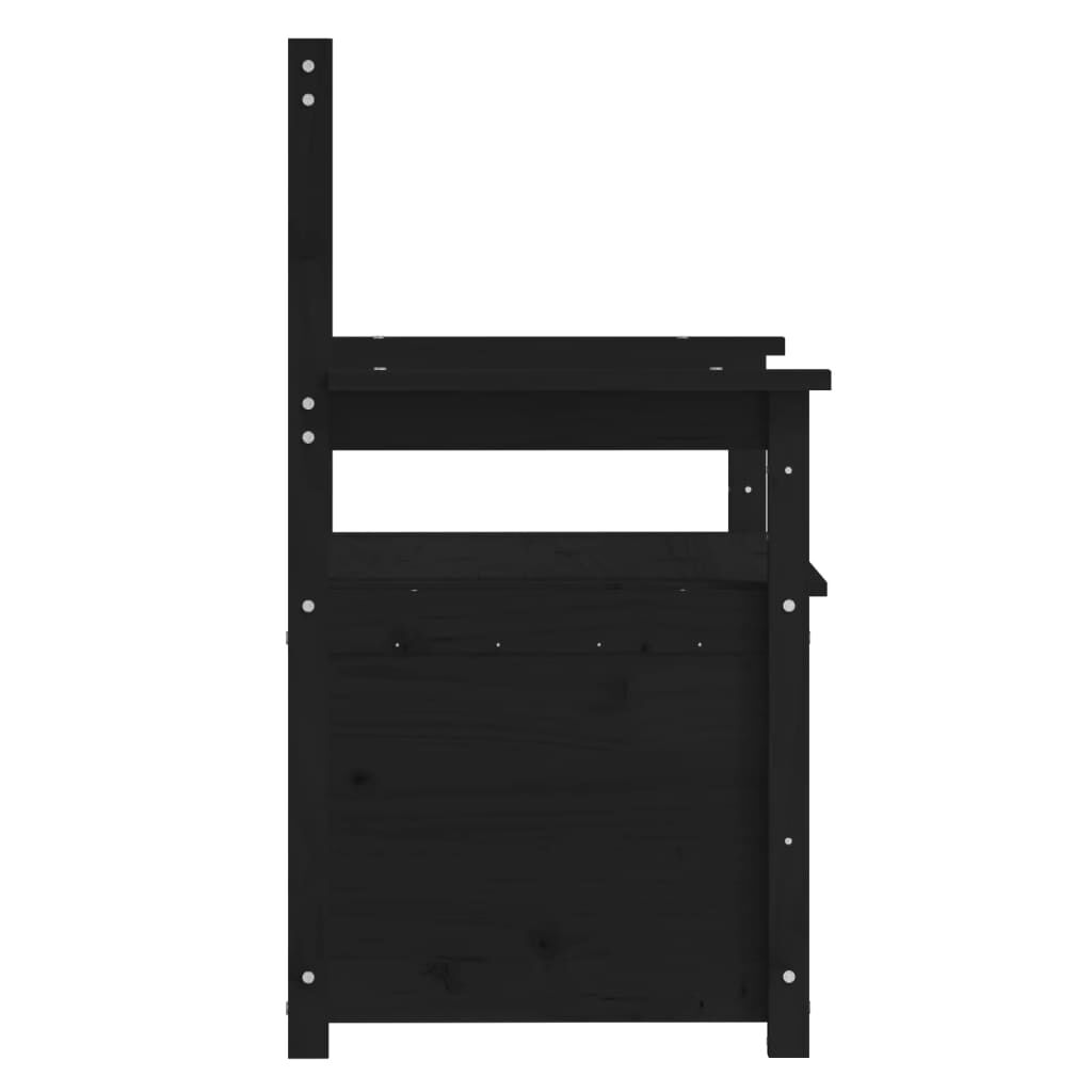vidaXL Παγκάκι Μαύρο 112,5x51,5x96,5 εκ. από Μασίφ Ξύλο Πεύκου