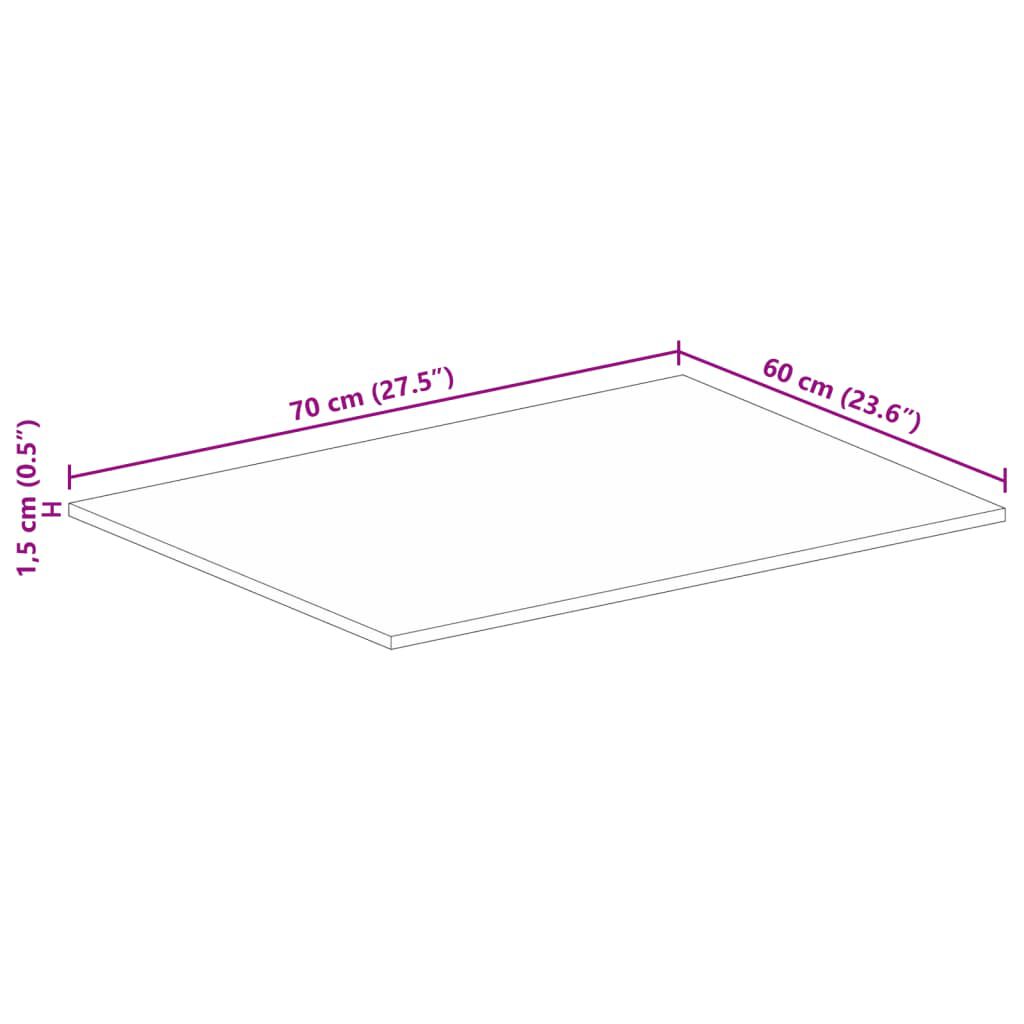 vidaXL Επιφάνεια Τραπεζιού Ορθογώνια 70x60x1,5 εκ. Μασίφ Ξύλο Μάνγκο