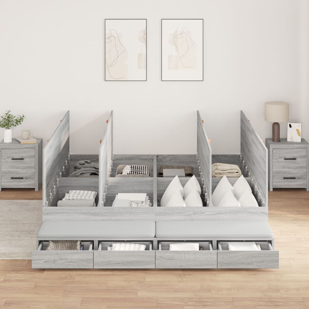 vidaXL Κρεβάτι με Αποθηκευτικό Χώρο Γκρι sonoma 200x200 εκ.