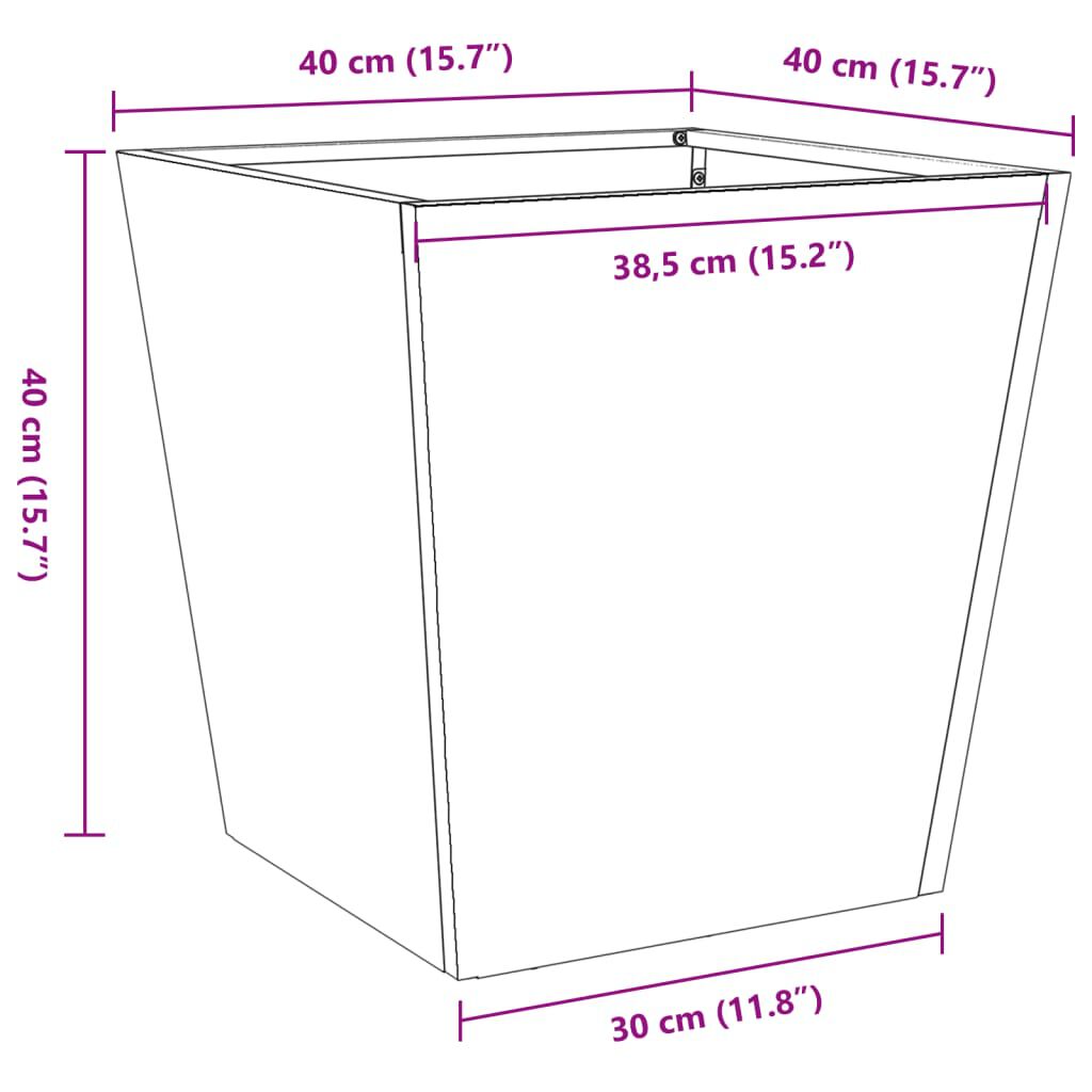 vidaXL Ζαρντινιέρες Κήπου 2 τεμ. Λαδί 40x40x40 εκ. από Ατσάλι