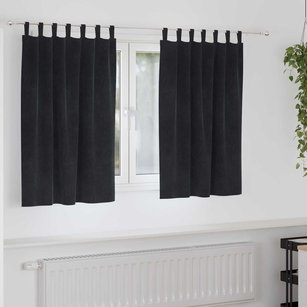 vidaXL Κουρτίνες με κουρτίνες 2 pcs Μαύρο 140 x 140 cm Βελούδο