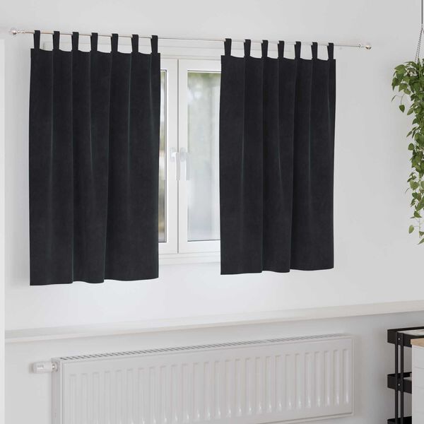 vidaXL Κουρτίνες με κουρτίνες 2 pcs Μαύρο 140 x 140 cm Βελούδο
