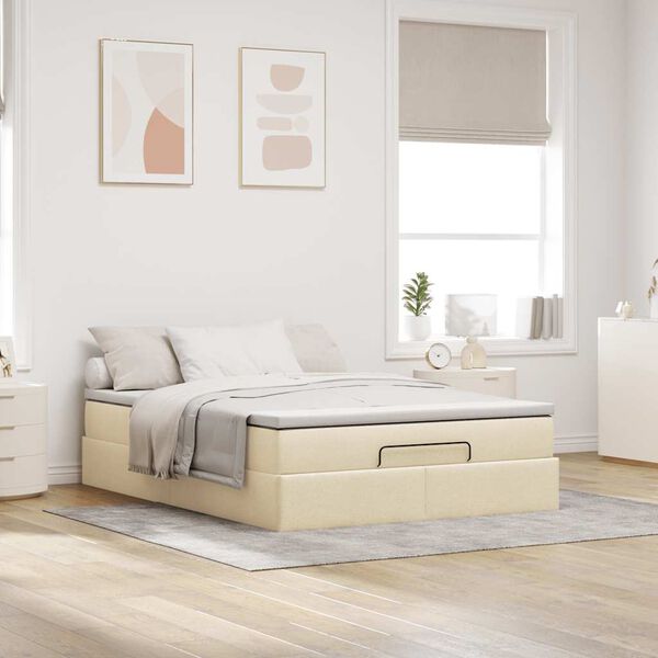 vidaXL &Omicron;&theta;&omega;&mu;&alpha;&nu;&iota;&kappa;ό &kappa;&rho;&epsilon;&beta;ά&tau;&iota; &mu;&epsilon; &sigma;&tau;&rho;ώ&mu;&alpha; Cream 140x190cm ύ&phi;&alpha;&sigma;&mu;&alpha;