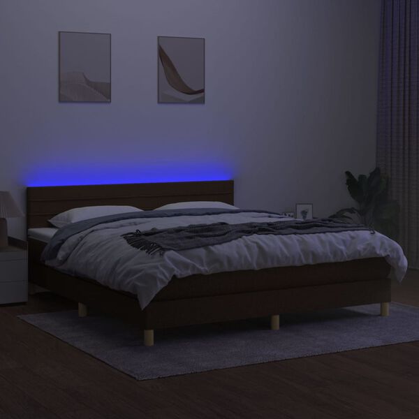 vidaXL &Kappa;&rho;&epsilon;&beta;ά&tau;&iota; Boxspring &mu;&epsilon; &Sigma;&tau;&rho;ώ&mu;&alpha; & LED &Sigma;&kappa;.&Kappa;&alpha;&phi;έ 160x200 &epsilon;&kappa; &Upsilon;&phi;&alpha;&sigma;&mu;ά&tau;&iota;&nu;&omicron;