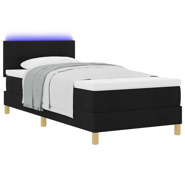 vidaXL Κρεβάτι με ελατήρια με στρώμα Μαύρο 90 x 190 cm ύφασμα