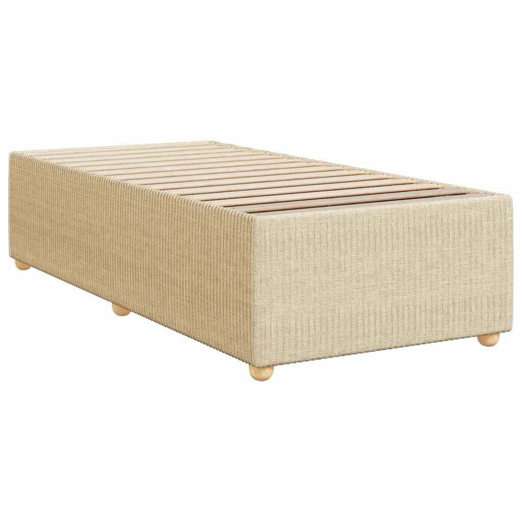 vidaXL Κρεβάτι Boxspring με Στρώμα Κρεμ 90x200 εκ.Υφασμάτινο