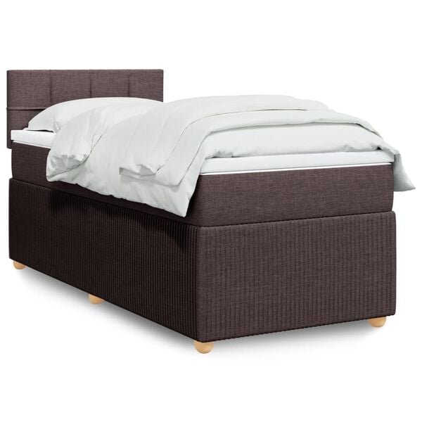 vidaXL Κρεβάτι Boxspring με Στρώμα Σκούρο Καφέ 80x200 εκ. Υφασμάτινο