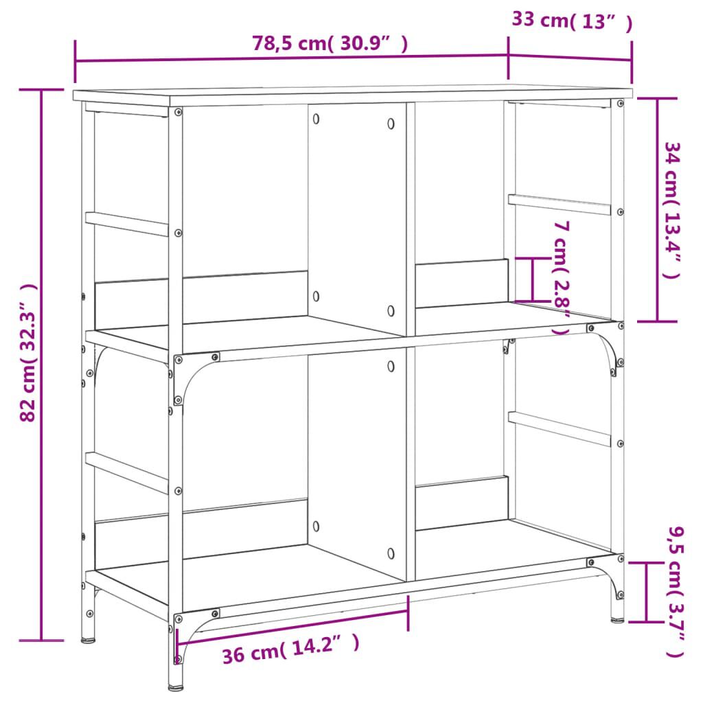 vidaXL Βιβλιοθήκη Μαύρη 78,5 x 33 x 82 εκ. από Επεξεργασμένο Ξύλο
