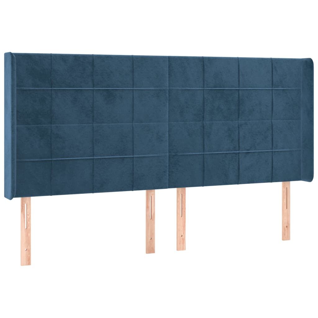 vidaXL Κρεβάτι Boxspring με Στρώμα & LED Σκ. Μπλε 200x200εκ. Βελούδινο
