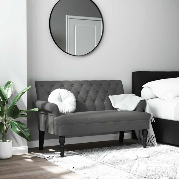 vidaXL Πάγκος με Πλάτη Σκούρο Γκρι 120x62x75,5 εκ. Ύφασμα