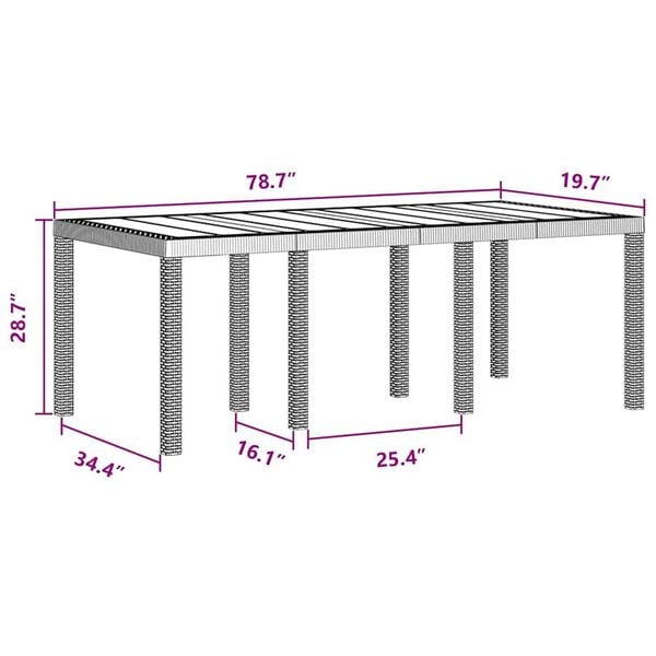 vidaXL Σέτ φαγητού για κήπο 7 pcs Ανθρακί Rattan Polt