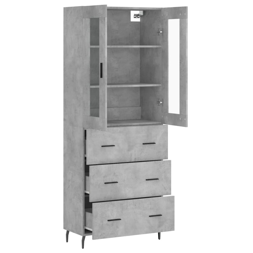 vidaXL Ντουλάπι Γκρι Σκυροδέματος 69,5x34x180 εκ. Επεξεργασμένο Ξύλο