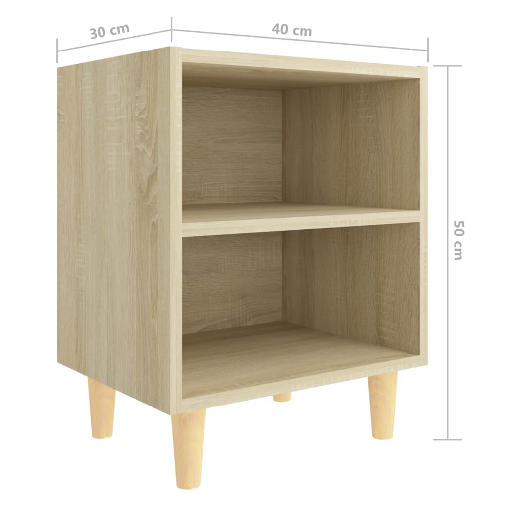 vidaXL Κομοδίνο Sonoma Δρυς 40 x 30 x 50 εκ. με Μασίφ Ξύλινα Πόδια