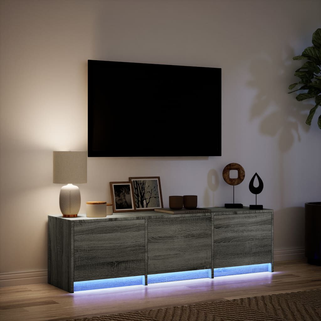 vidaXL Έπιπλο Τηλεόρασης με LED Γκρι Sonoma 140x34x40 εκ. Επεξ. Ξύλο