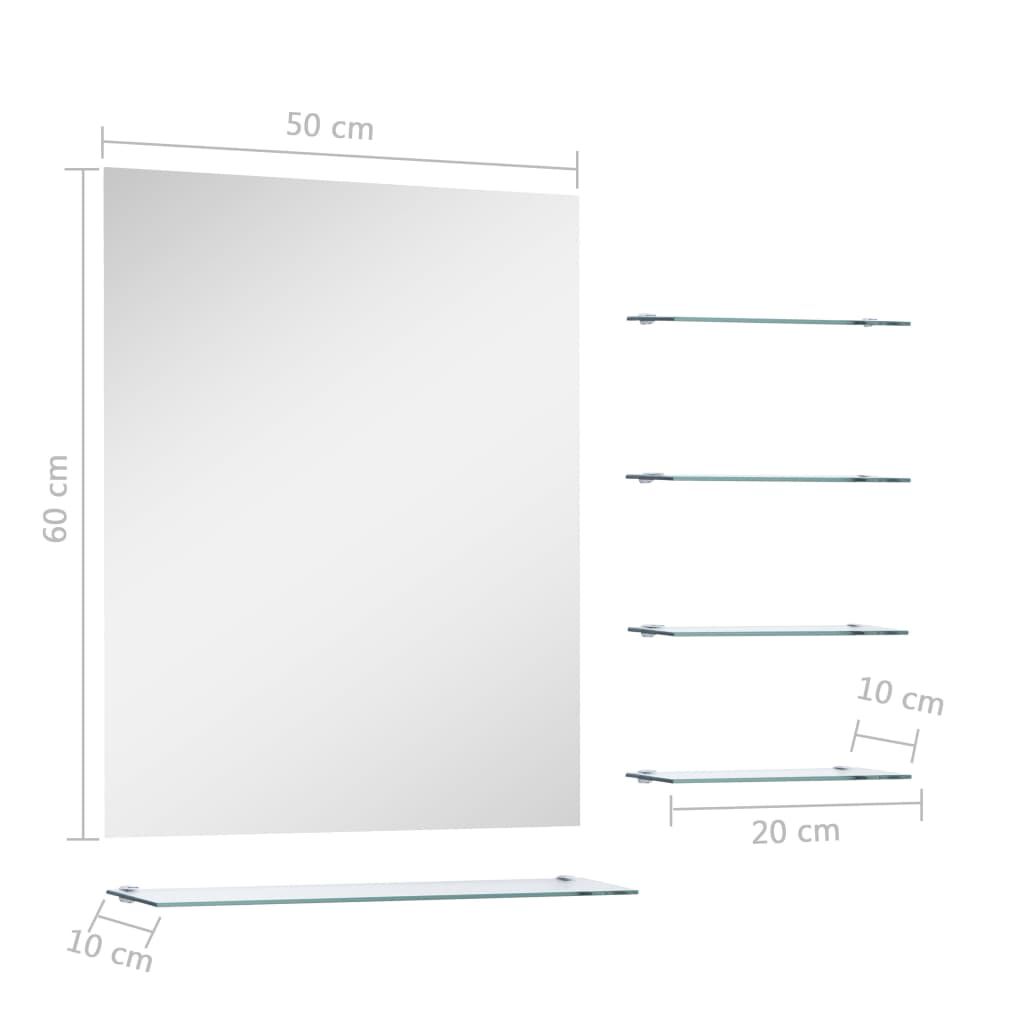 vidaXL Καθρέφτης Τοίχου Ασημί 50 x 60 εκ. με 5 Ράφια