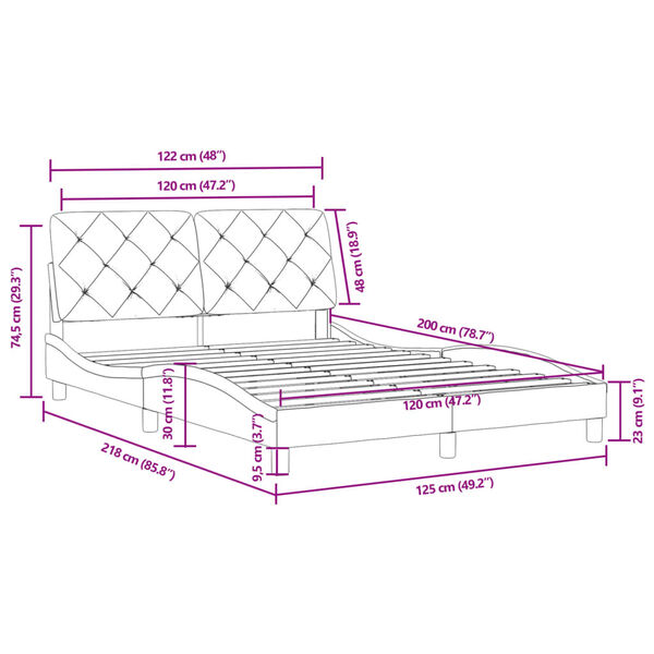 vidaXL Σκελετός Κρεβατιού Χωρίς Στρώμα Μαύρο 120x200 εκ. Βελούδινο