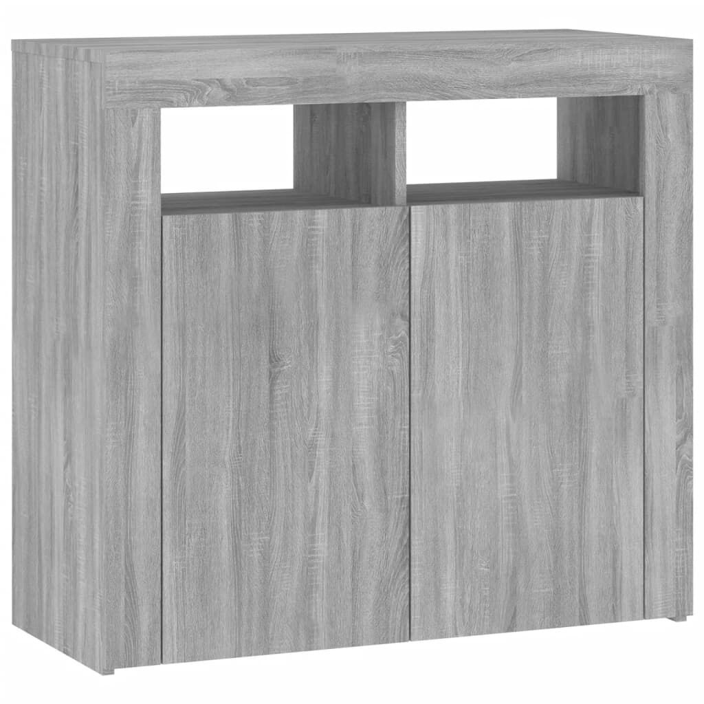 vidaXL Μπουφές με LED Γκρι Sonoma 80x35x75 εκ.