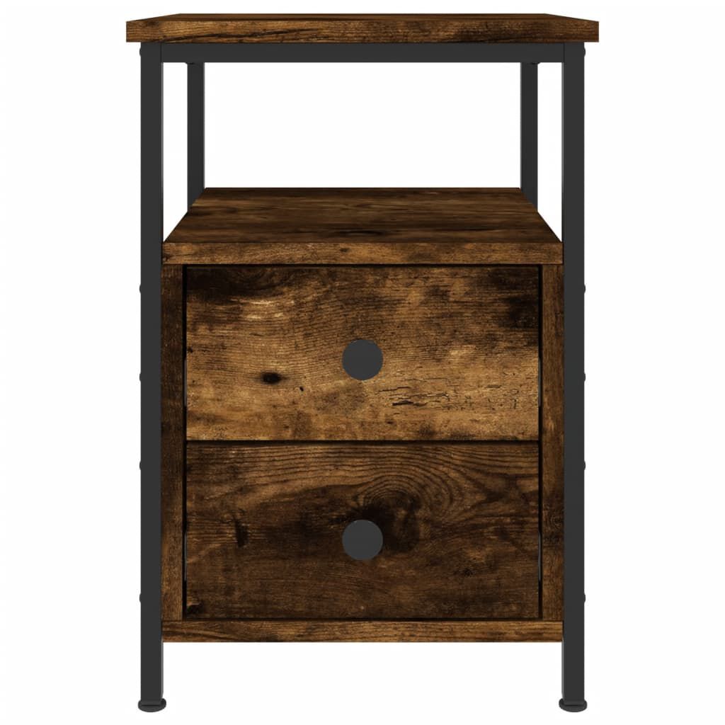 vidaXL Κομοδίνο Καπνιστή Δρυς 34 x 35,5 x 50 εκ. Επεξεργασμένο Ξύλο