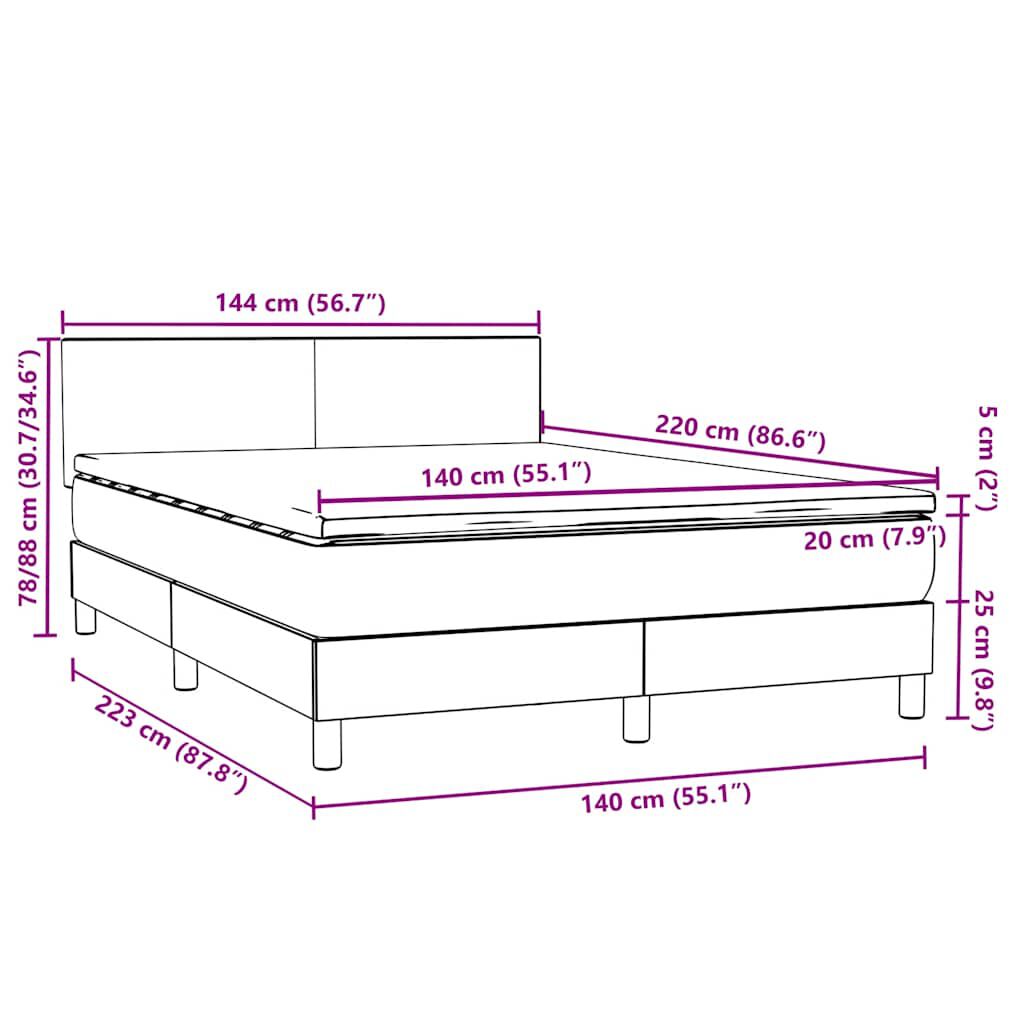 vidaXL Box Spring Κρεβάτι με στρώμα Σκούρο πράσινο 140x220cm Βελούδινο