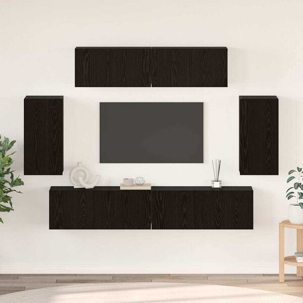 vidaXL Σετ επίπλου τηλεόρασης 6 pcs Μαύρη δρυς 80 x 30 x 30 εκ