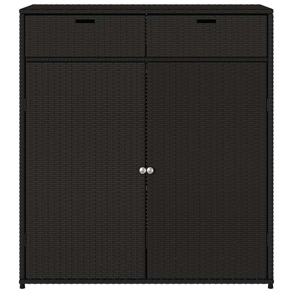 vidaXL Ντουλάπι Αποθήκευσης Κήπου Μαύρο 105x55x113 εκ. από Συνθ. Ρατάν