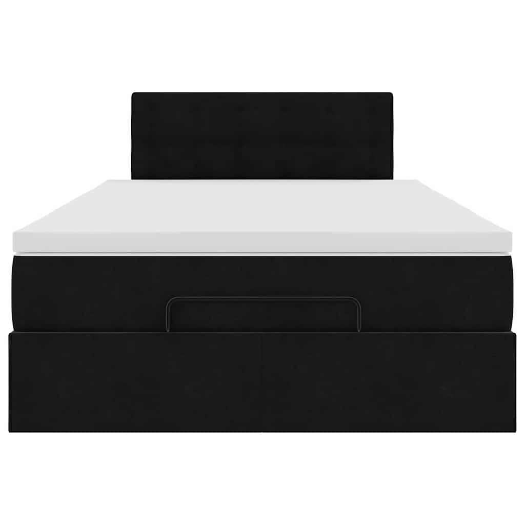 vidaXL Οθωμανικό κρεβάτι με στρώμα Μαύρο 120x190 cm Velvet