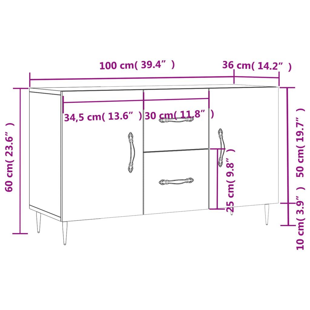 vidaXL Ντουλάπι Μαύρο 100x36x60 εκ. από Επεξεργασμένο Ξύλο