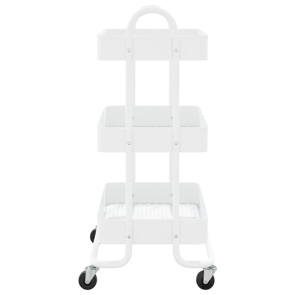 vidaXL Τροχήλατη Βάση 3 Επιπέδων Λευκή 43 x 34 x 79 εκ. από Ατσάλι