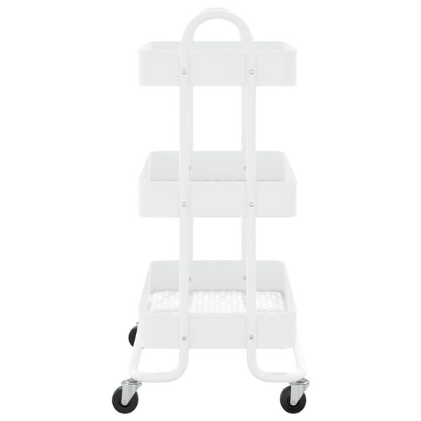 vidaXL Τροχήλατη Βάση 3 Επιπέδων Λευκή 43 x 34 x 79 εκ. από Ατσάλι