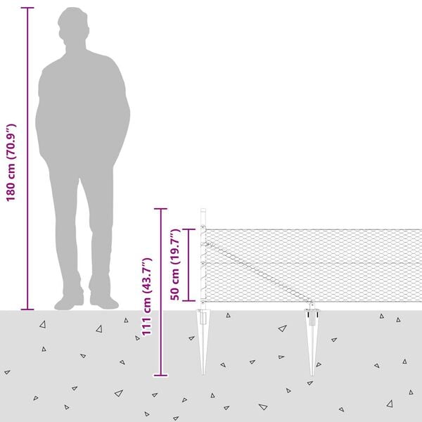vidaXL Φράχτης με Στήλες. Ασημί 0.5 x 10 μ. Ατσάλι με επικάλυψη PVC