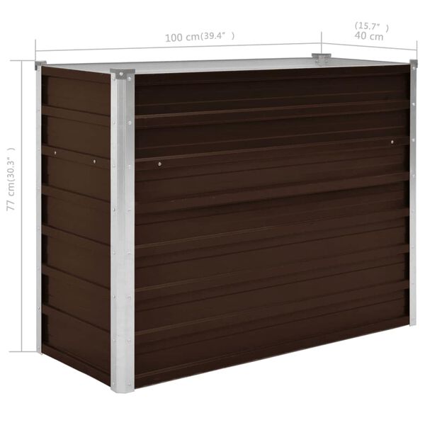 vidaXL Ζαρντινιέρα Υπερυψωμένη Καφέ 100x40x77 εκ. Γαλβανισμ. Χάλυβας