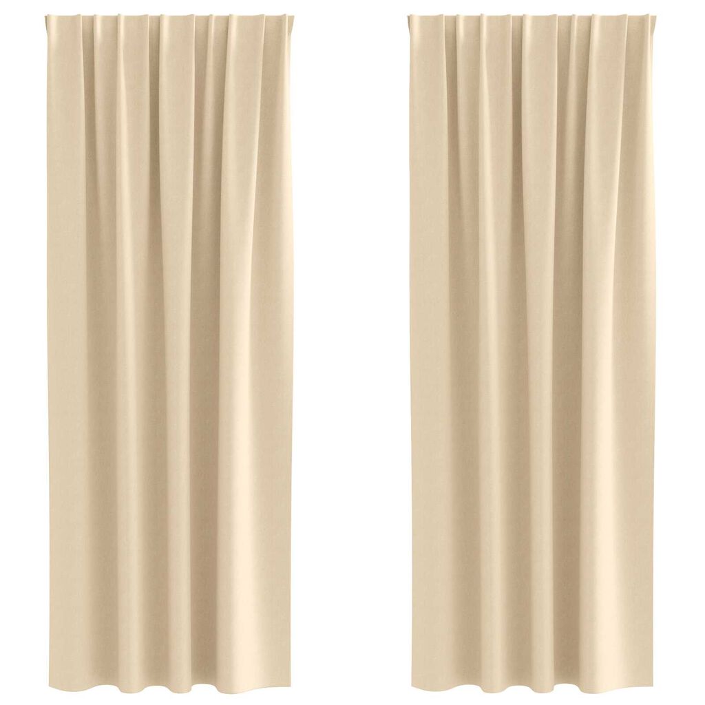 vidaXL Κουρτίνες με κουρτίνες 2 pcs Κρεμ 260 x 140 εκ. Πολυεστέρας
