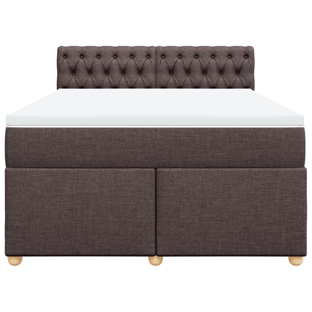 vidaXL Κρεβάτι Boxspring με Στρώμα Σκούρο Καφέ 160x200 εκ Υφασμάτινο