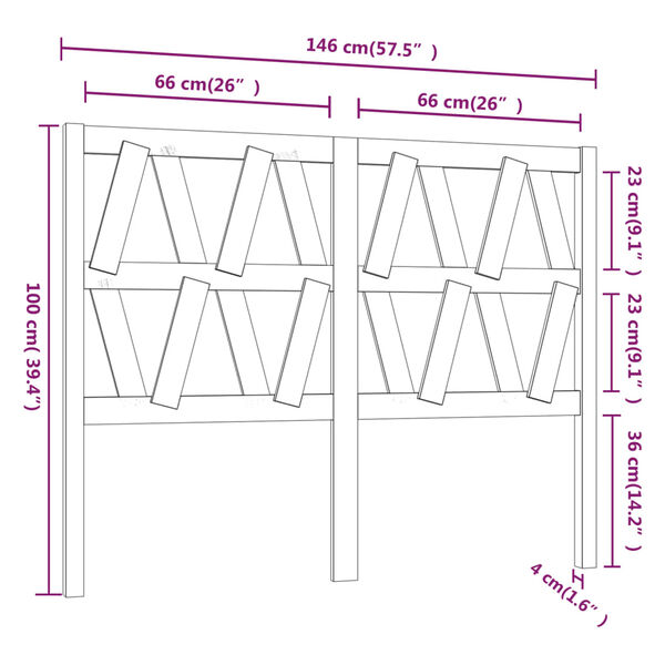 vidaXL Κεφαλάρι Κρεβατιού Λευκό 146 x 4 x 100 εκ. Μασίφ Ξύλο Πεύκου