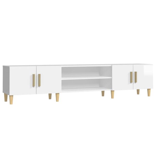 vidaXL Έπιπλο Τηλεόρασης Γυαλ. Λευκό 180x31,5x40 εκ Επεξεργασμένο Ξύλο
