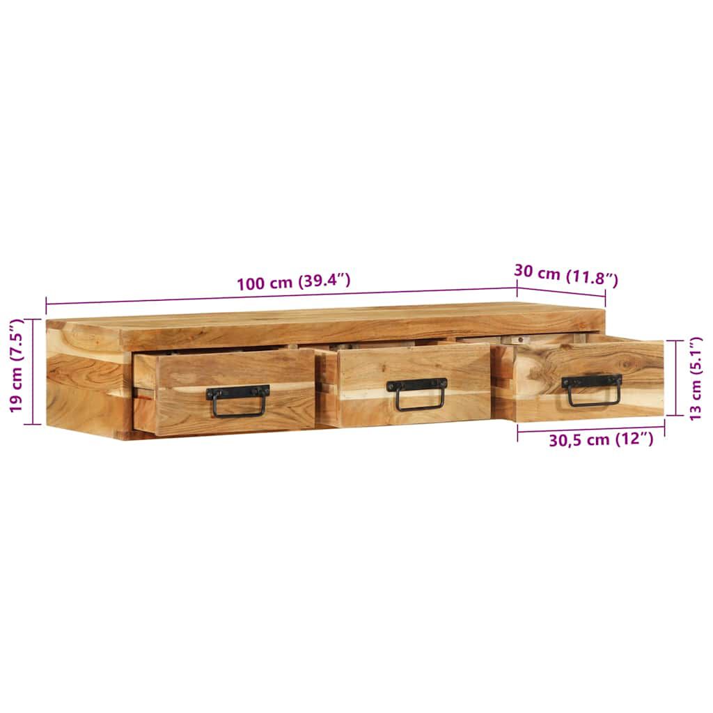 vidaXL Επίτοιχο ντουλάπι τηλεόρασης 100x30x19 cm Μασίφ ξύλο ακακίας