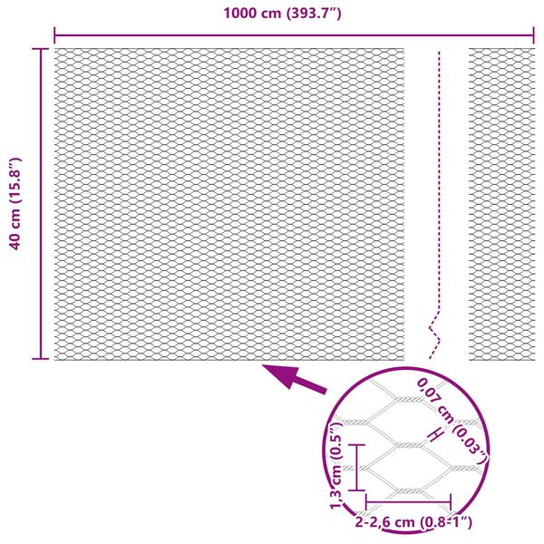 vidaXL Φράχτης Εξαγώνου Πράσινο 0.4 x 10 μ Ατσάλι