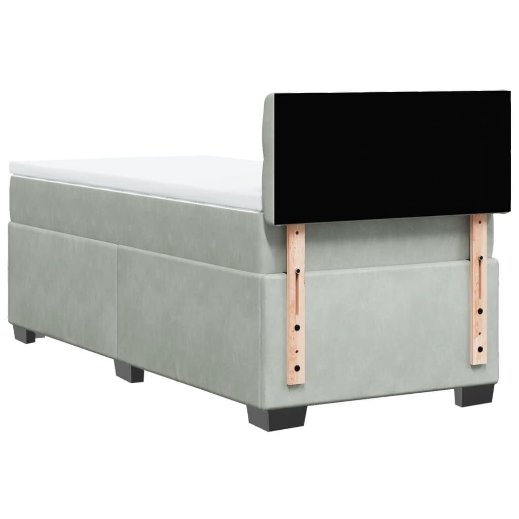 vidaXL Κρεβάτι Boxspring με Στρώμα Ανοιχτό Γκρι 80x200 εκ. Βελούδινο