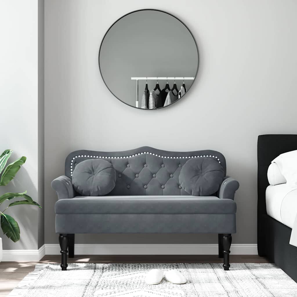 vidaXL Παγκάκι Σκούρο Γκρι 120,5 x 65 x 75 εκ. Βελούδινο με Μαξιλάρια