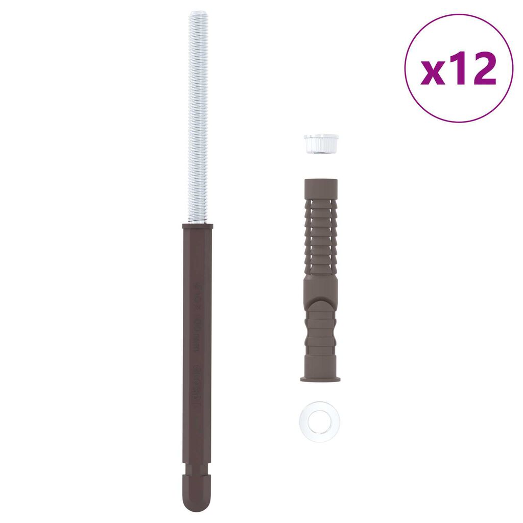 vidaXL Βραχίονες αιωρούμενου ραφιού 12 pcs Καφέ Ø10 x 170 mm Ατσάλι