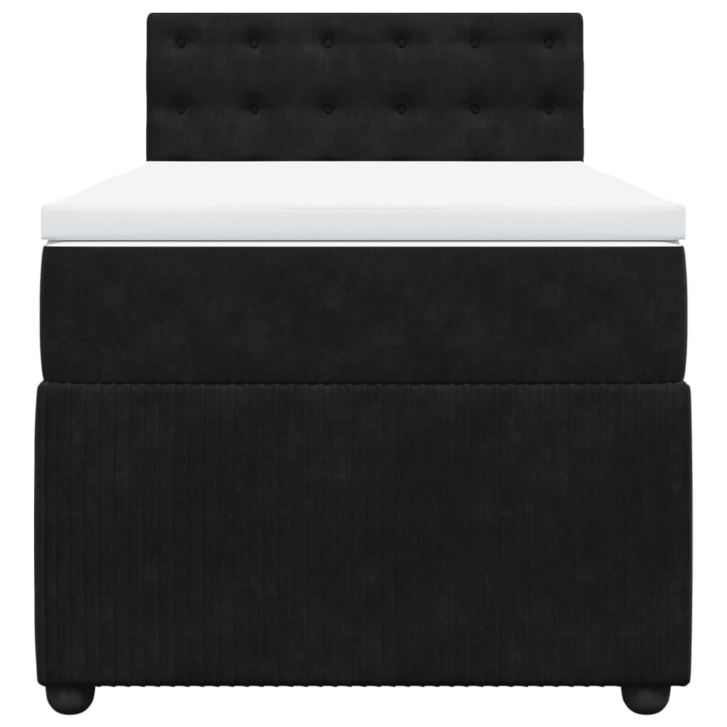 vidaXL Κρεβάτι Boxspring με Στρώμα Μαύρο 90x190 εκ. Βελούδινο