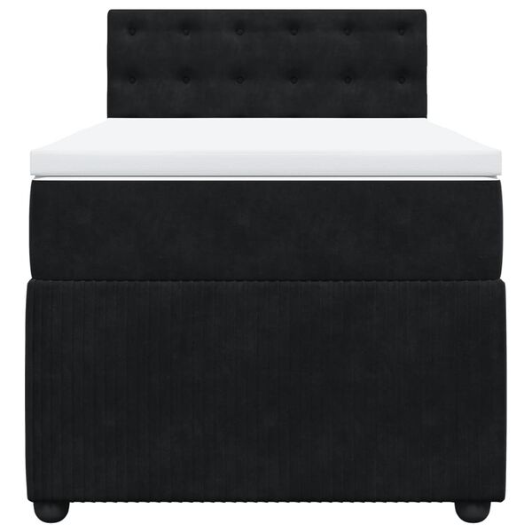 vidaXL Κρεβάτι Boxspring με Στρώμα Μαύρο 90x190 εκ. Βελούδινο