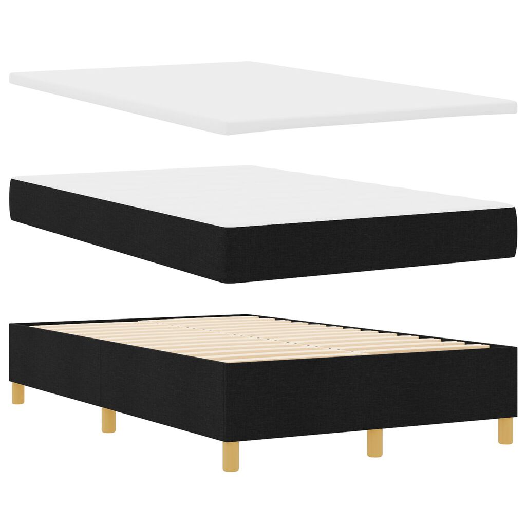 vidaXL Κρεβάτι Box Spring με Στρώμα & Πάγκο Μαύρο 120x190 εκ Ύφασμα