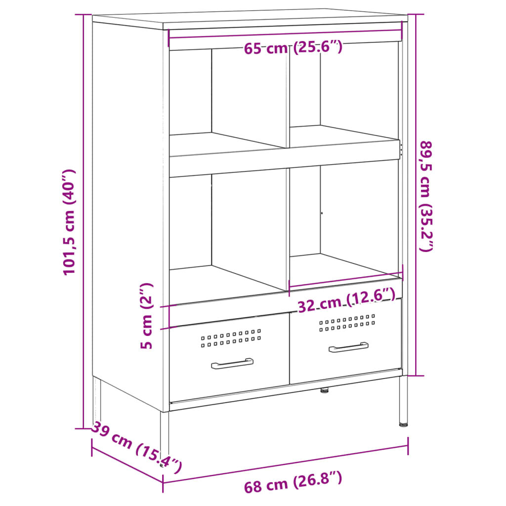 vidaXL Ντουλάπι Μαύρο 68 x 39 x 101,5 εκ. από Χάλυβα