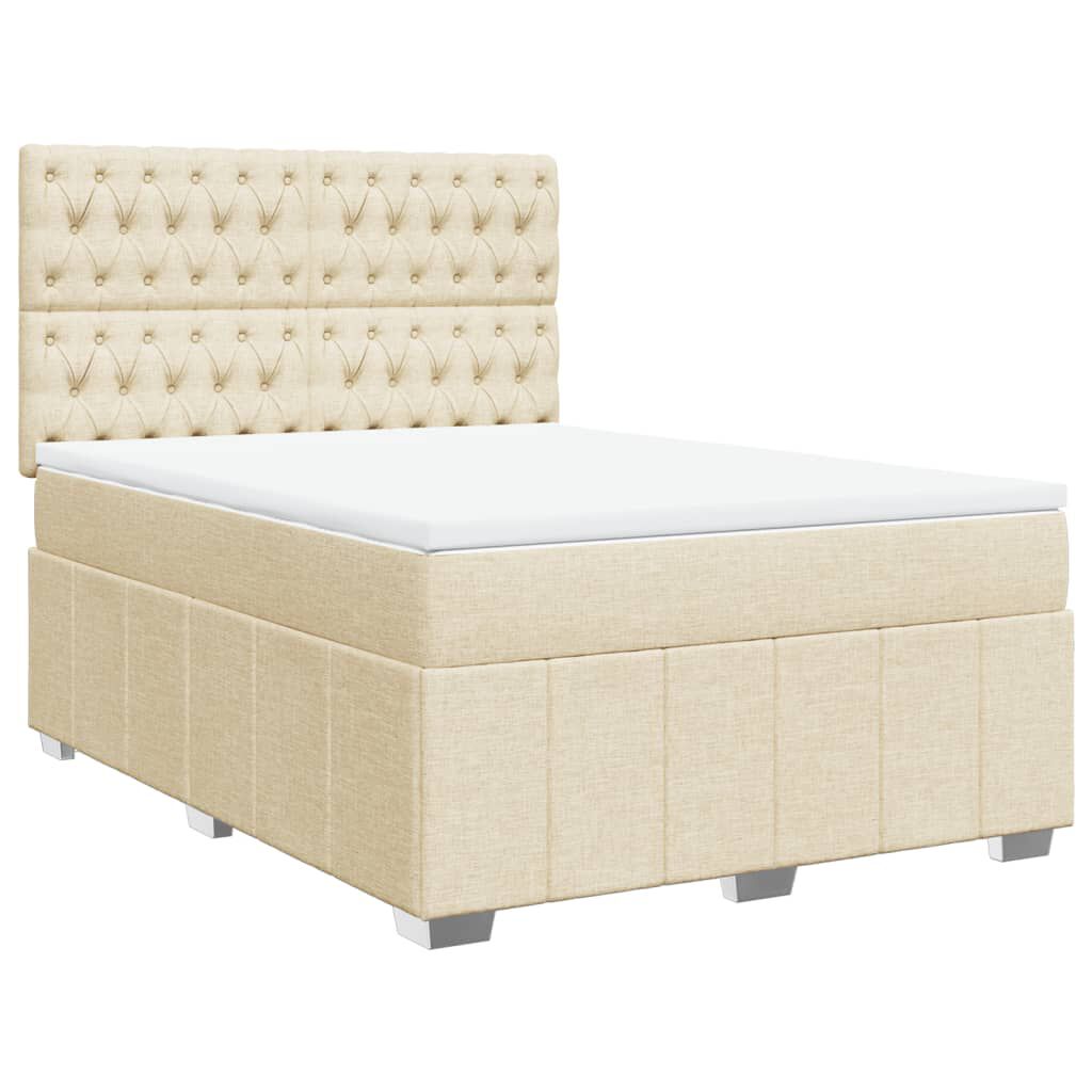 vidaXL Κρεβάτι Boxspring με Στρώμα Κρεμ 140x200 εκ. Υφασμάτινο