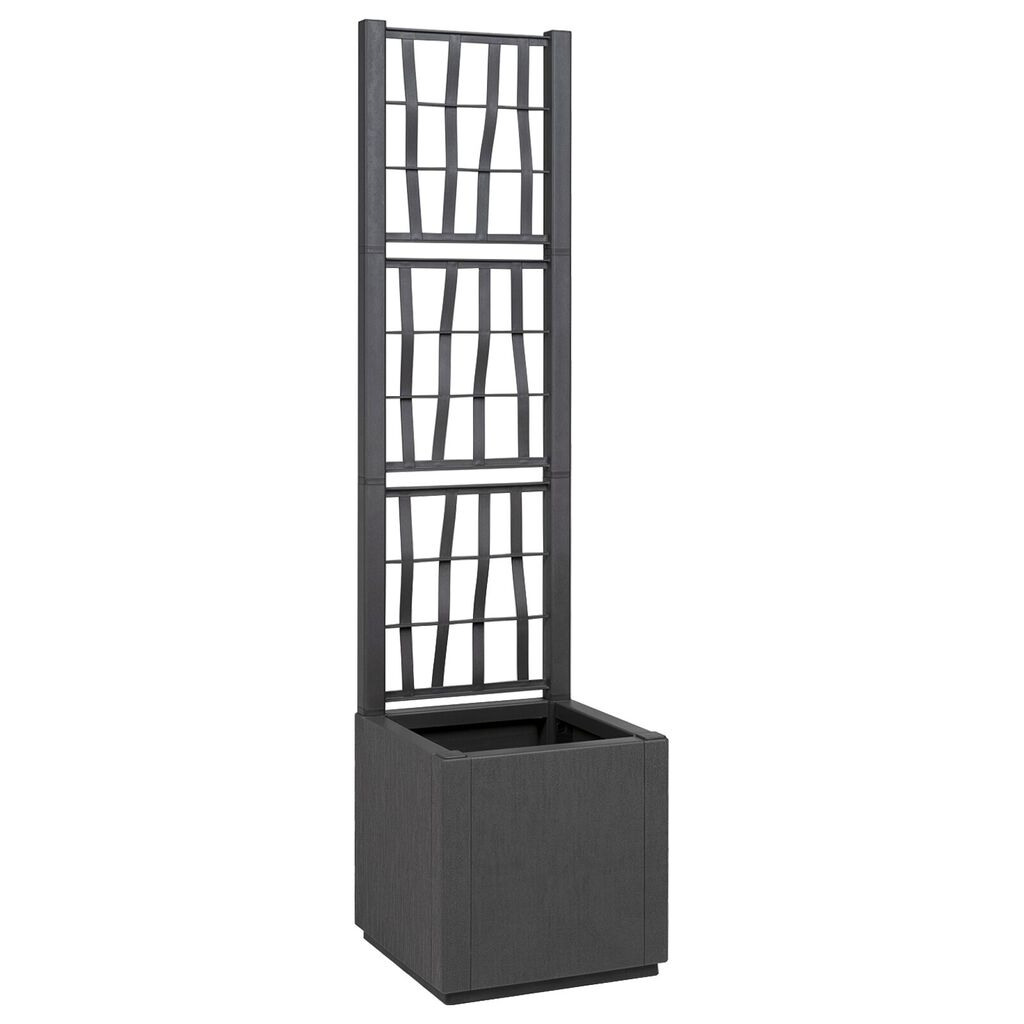 vidaXL Σκούρα Γκρι Γλάστρα Κήπου με Πλέγμα - 36x36x140 εκ