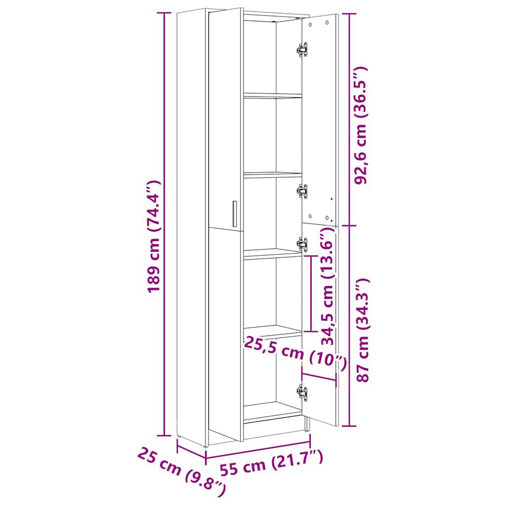 vidaXL Ντουλάπα Διαδρόμου Λευκή 55 x 25 x 189 εκ. από Επεξ. Ξύλο