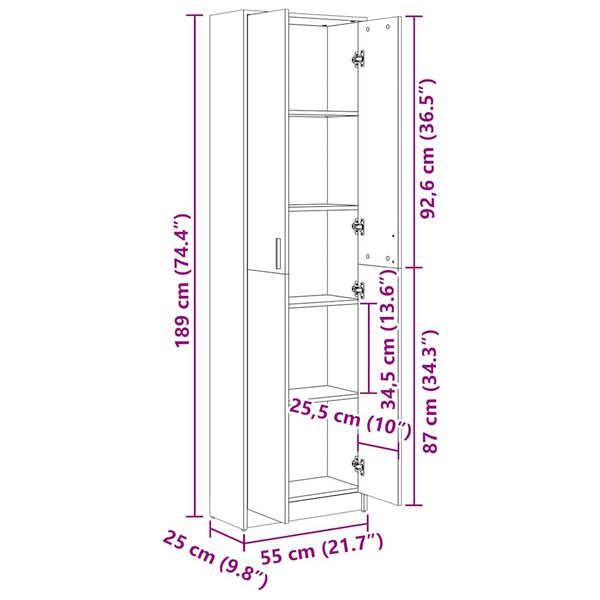 vidaXL Ντουλάπα Διαδρόμου Λευκή 55 x 25 x 189 εκ. από Επεξ. Ξύλο