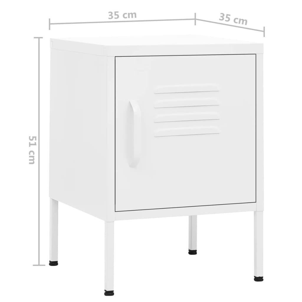 vidaXL Κομοδίνα 2 τεμ. Λευκά 35 x 35 x 51 εκ. Ατσάλινα