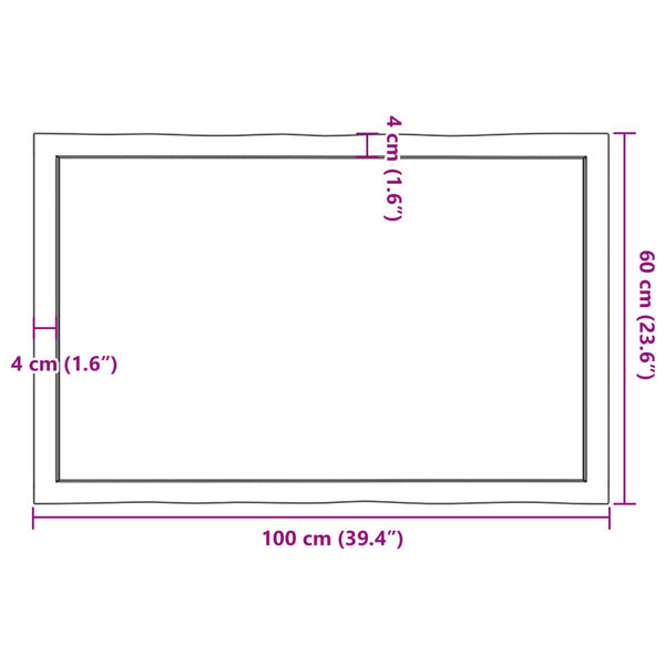 vidaXL Επιφ Τραπεζιού Αν Καφέ 100x60x(2-4)εκ.Ακατέργ. Μασίφ Ξύλο Δρυός